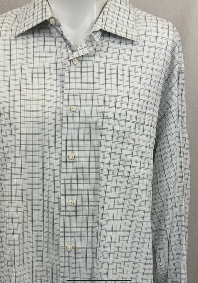Tommy Bahama Dress Shirt 17.5 32 33 Green Blue Check 100% Cotton YGI W1-98 - Image 3 of 4
