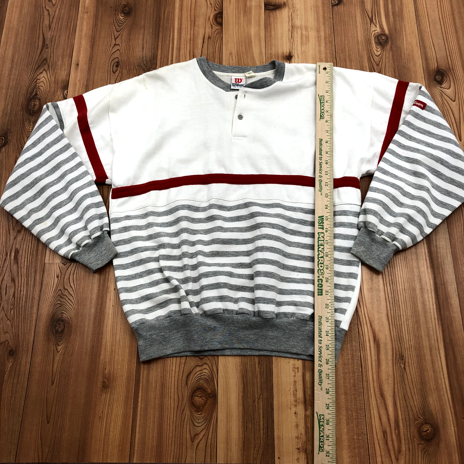 Vintage Wilson White With Gray Striped Sleeve Hen… - image 9