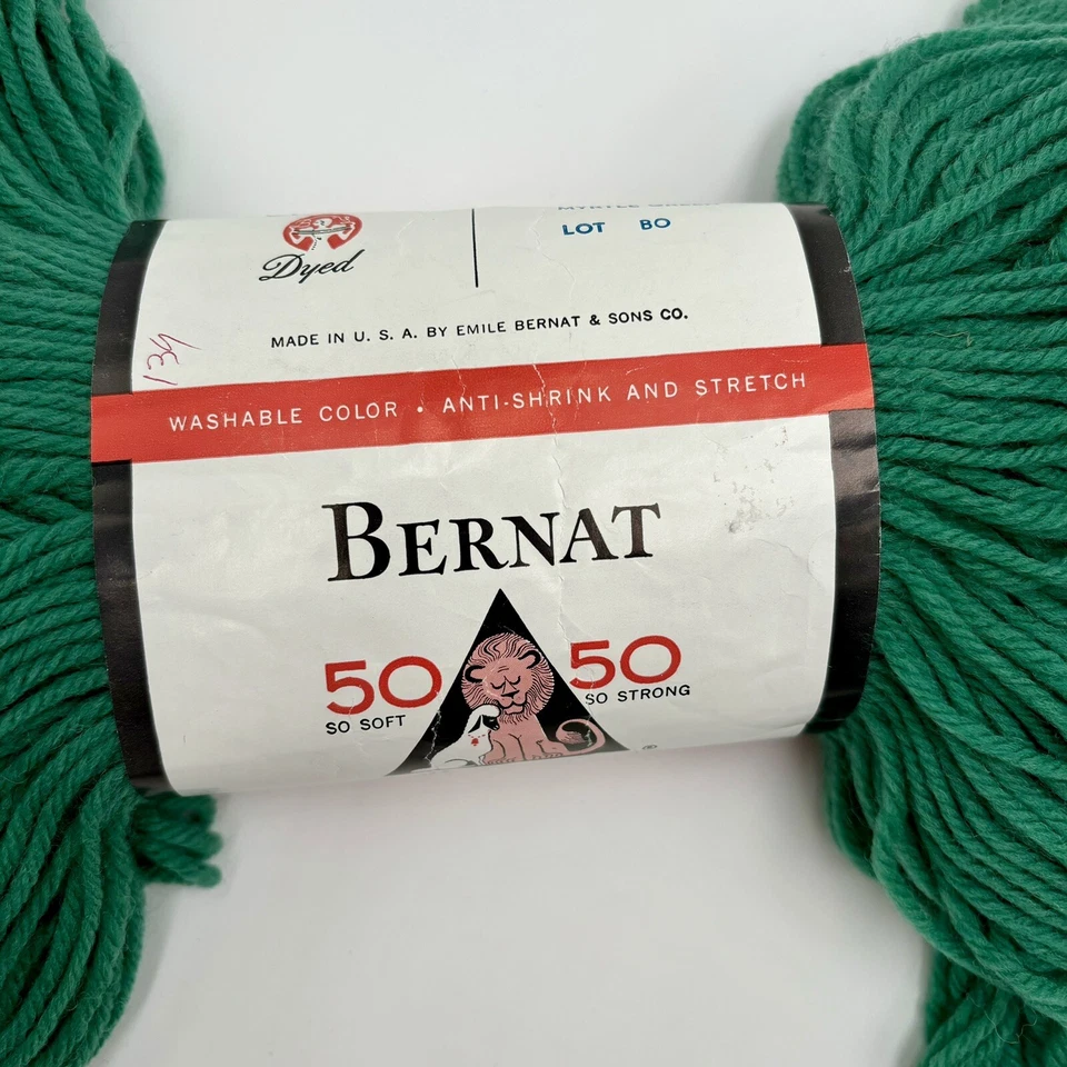 Hilo de lana virgen Bernat 50/50 Nylo 4 oz madeja color verde mirto 5280 antiencogimiento Foto 4 de 4