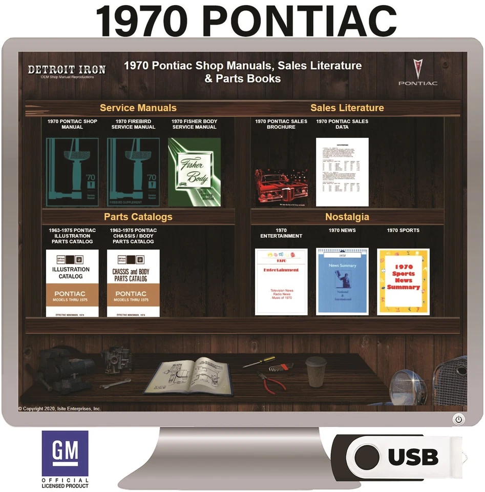 1970 Pontiac Shop Manuals, Sales Literature & Parts Books on USB - Image 2 of 2