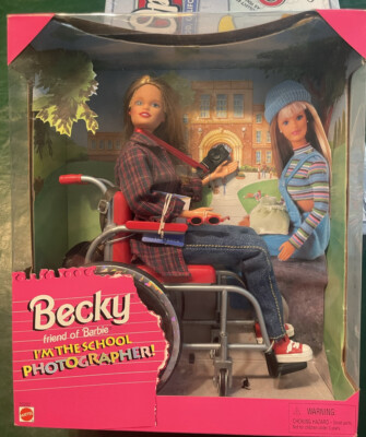 Vintage 1998 Mattel Barbies Friend Becky School Photographer