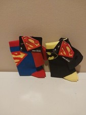 Superman And Batman Socks With Capes Crew Socks Shoe Size 1-6 Brand New