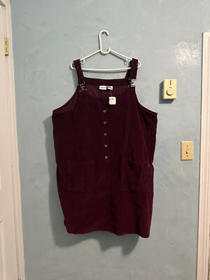 burgundy corduroy overall dress Daring Diva Women's Corduroy Button Down Pinafore Overall Dress L Burgundy, Size: Large, Red