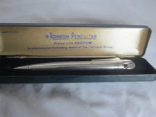 Vintage Ronson Penciliter Lighter Pencil in  Box Rhodium Plated Silver in Box