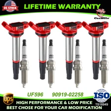 4X Ignition Coils+4 Spark Plugs For 2009-2017 Toyota Corolla 1.8L L4 90919-02258