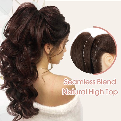 Jaw Claw-on Ponytail Hairpiece Clip in Thick Pony Tail As Human Hair Extensions - Picture 13 of 45