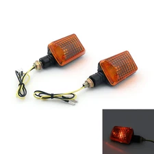2 x Motorcycle Turn Signal Light Lamp Blinkers Short Stalk Amber Lens