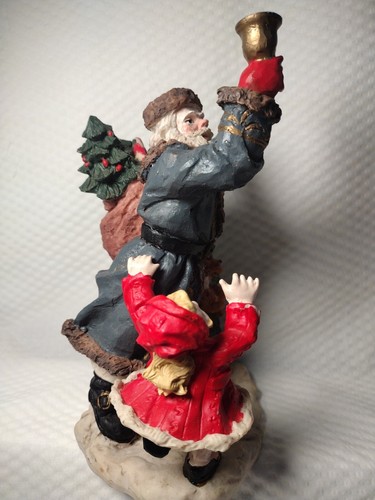 Alte Welt Weihnachten Weihnachtsmann Figur läutet Glocke mit Kindern 7" Resin lesen - Bild 10 von 12
