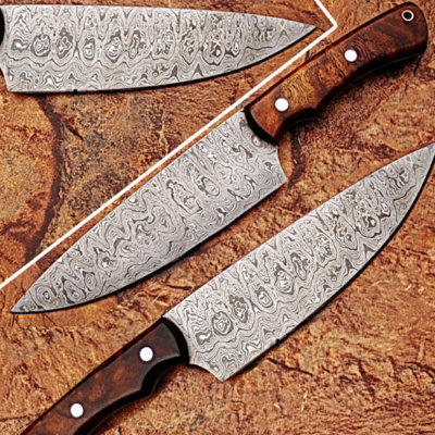 11'' HANDMADE White Deer Damascus HAND FORGED Cocobolo Wood Handle Chef Knife