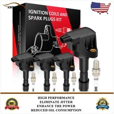 4 Ignition Coil & Spark Plug Kits For Honda FIT 1.5L l4 2009 2010 2011 2012 2013