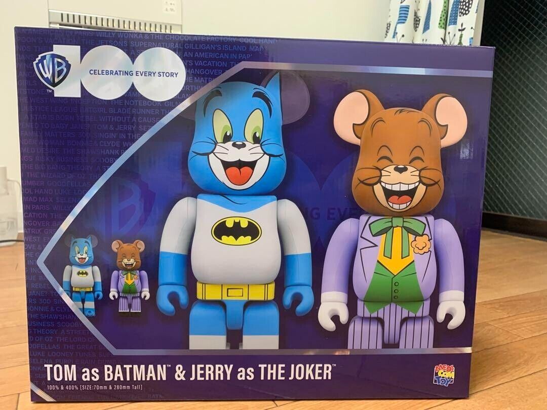 MEDICOM TOY BE@RBRICK TOM as BATMAN & JERRY as THE JOKER 100 MEDICOM TOY BE@RBRICK TOM as BATMAN & JERRY as THE JOKER 100
