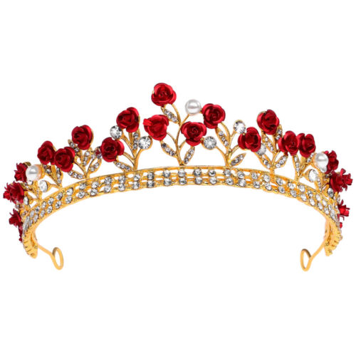 Rote Rose Braut Tiara Stirnband für Hochzeit oder Abschlussball - Bild 1 von 12