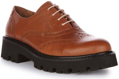 Justinreess England Millie 4 Eye 2 Tone Oxford Shoe Brown Womens US 5 - 10