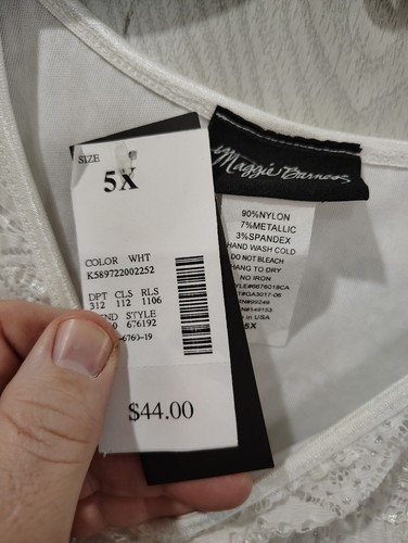 Maggie Barnes Women's Plus Size 5X Glam Cottage NWT Top White fairy - Picture 5 of 8