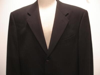 Mens 44L Armani Collezioni Black Wool Three-Button Suit Jacket