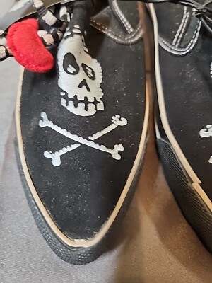 Draven Black Pointy Slip On Skull Cross Bones W4 Sneaker Punk