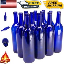 Versatile 750ml Cobalt Blue Wine Bottles - Ideal for Home Winemaking - Set of 12