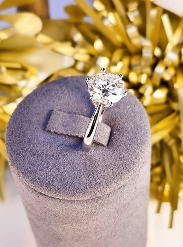 3 CT Brilliant Cut Moissanite Solitaire Engagement Ring 18k Gold Plated Size 6