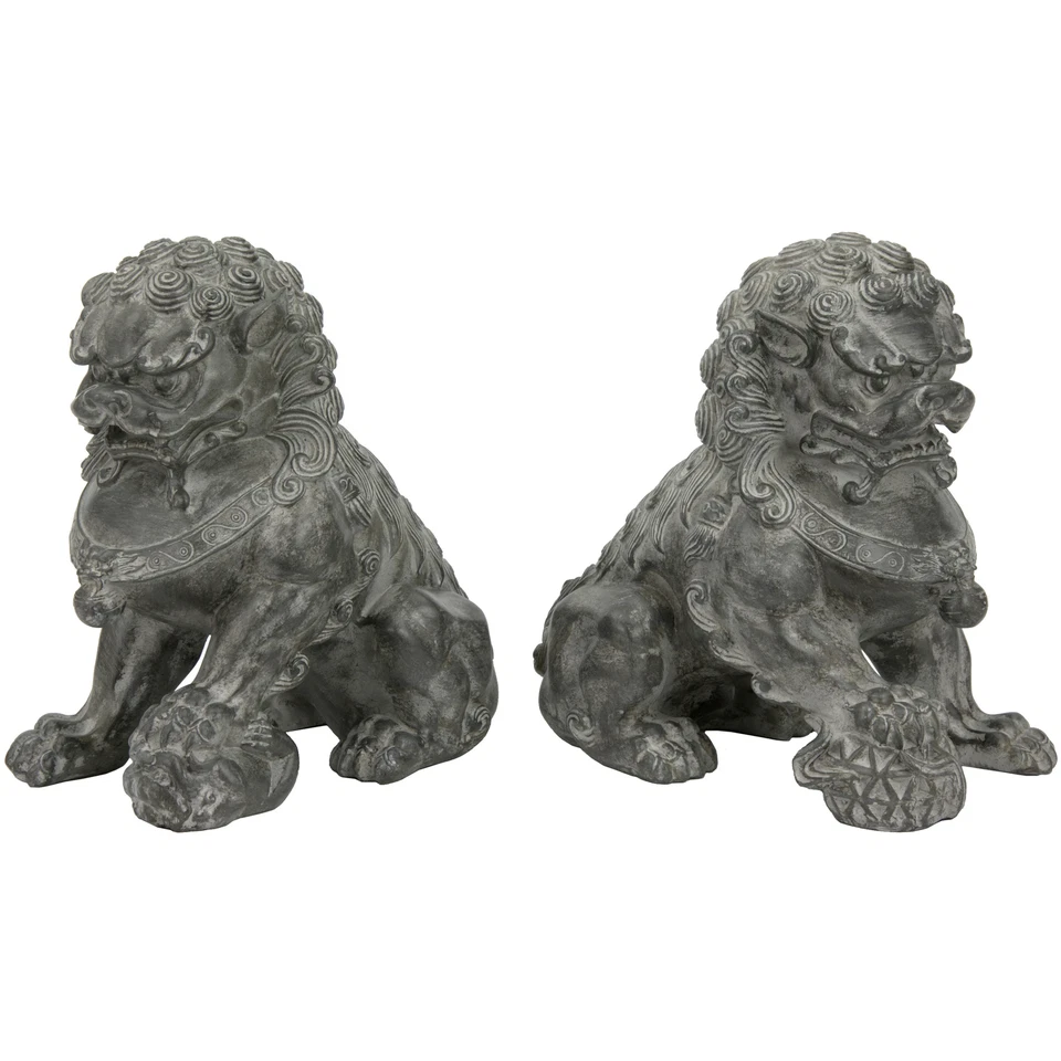 Estátuas de cachorro foo sentado 9 pol. (conjunto de duas) - Imagem 2 de 4