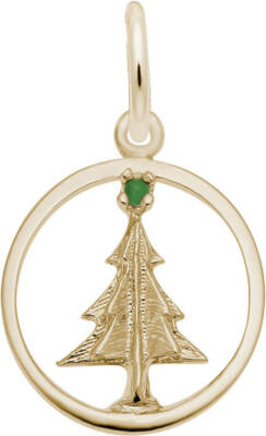 Weihnachtsbaum Kreis Anhänger mit grüner Perle Rembrandt 10K oder 14K Gold oder 925 Silber