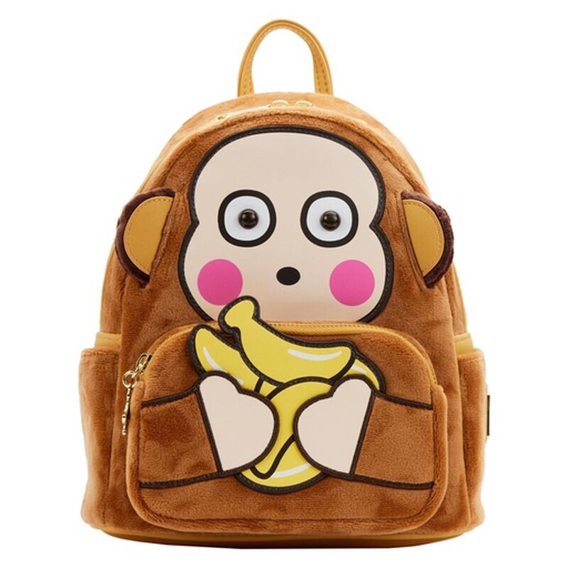 RARE Loungefly Sanrio Monkichi Banana Scented Mini Backpack NEW W TAGS In Hand Loungefly Sanrio Monkichi Fuzzy Banana Scented Wallet for  main image 4