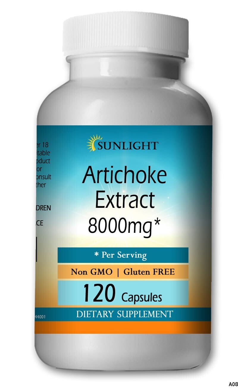 Artichoke Extract 8000mg - 120 Capsules Pills - By Sunlight Quality Guaranteed