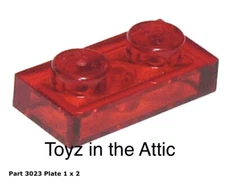 Lego 2x 3023 Trans-Red Plate 1 x 2  10497