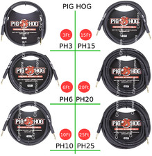 Pig Hog PH3/6/10/15/20/25 Straight Guitar Cord 8mm Instrument Patch Cable Black