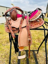Youth-Kids Western Leather Barrel Horse Saddle With Tack set - Free Shipping