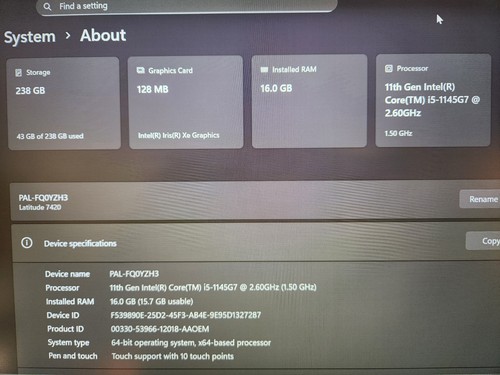 Dell Latitude 7420 i5-1145G7 16GB 256GB - Picture 5 of 10