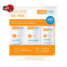 Acne Free 3 Step 24 Hour Acne Treatment Kit - Clearing System w Oil Free Acne
