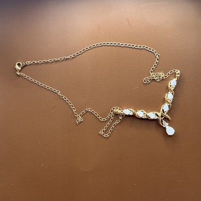Designer-Halskette 4,71 ct Opal & weißer Topas 18 kgp