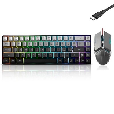 Guiheng Wired 60% Gaming Keyboard and Mouse Combo, Gradient Grey combo