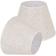 Beige Lamp Shades Set of 2 for Table Lamps, 6" Top x 10" Bottom x 7" High Lin...