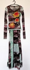 Jean Paul Gaultier Mesh Powernet 2-Piece Set VTG 90s Berlin Wall Sunflower 40
