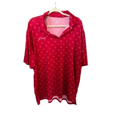 Columbia Polo Shirt Mens 2XL Red Omni Wick Golf Performance Lightweight