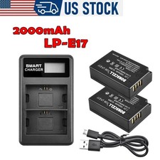 2-Pack LP-E17 Replacement Battery and Dual USB Charger For Canon EOS 750D 800D