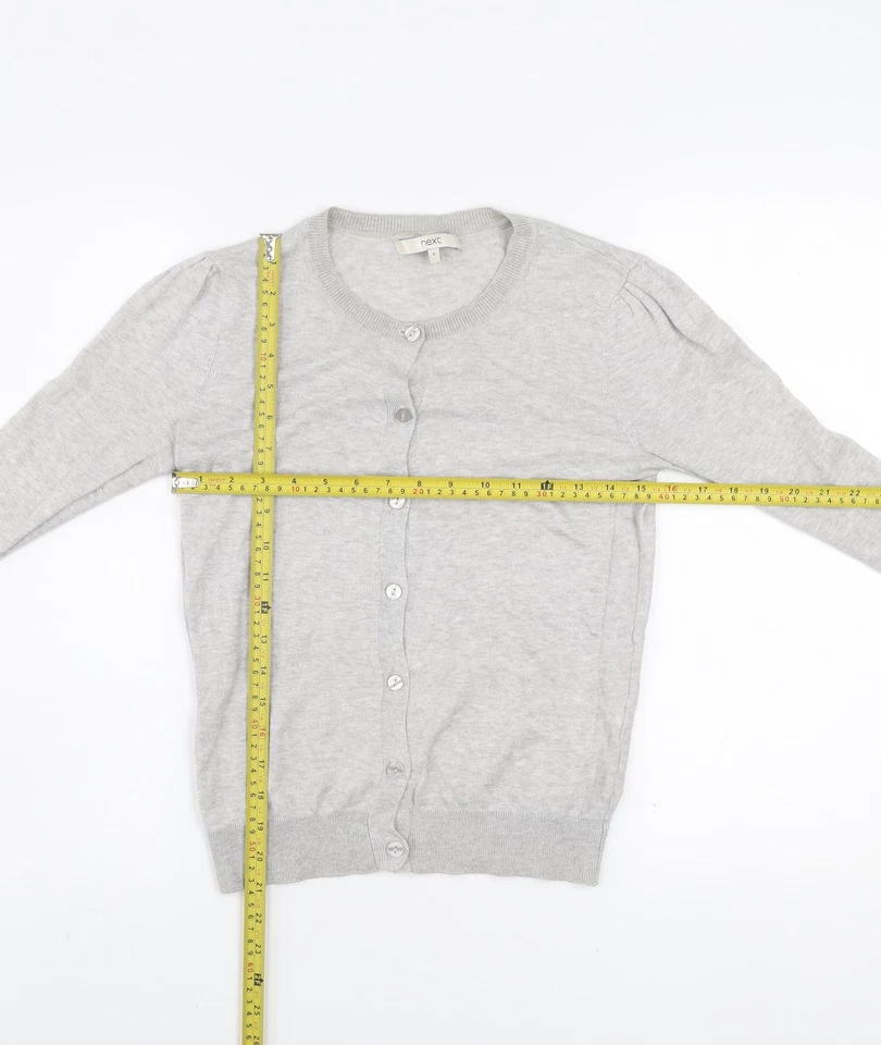 Next Womens Grey Cardigan Size 6 Crew Neck Knit Long Sleeve - Image 2 of 4