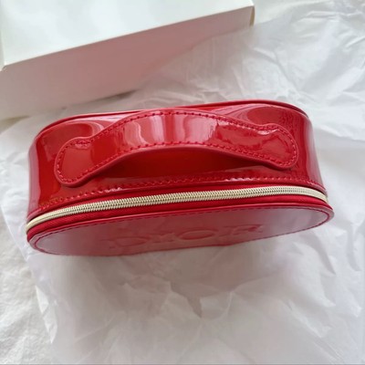 Dior Red Glossy Oval Cosmetic Clutch Bag Logo Pouch 2025 VIP