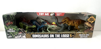DINOSAURS ON THE LOOSE SET 5 PACK FULLY POSEABLE LIGHTS & SOUNDS KID GALAXY NEW!
