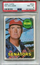 1969 Topps #650 Ted Williams PSA 8 NM-MT Washington Senators