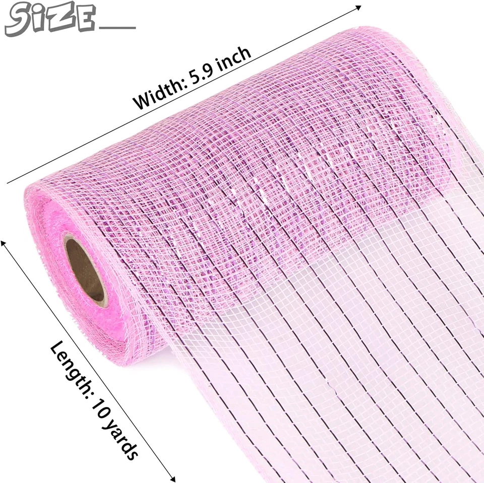Deco Mesh 5.9 Inch X 30 Feet Decor Mesh Ribbon with Metallic Foil Deco Mesh Wrea - Image 2 of 4