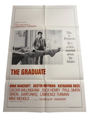 The Graduate 1968 Original Movie Poster 27x41 Dustin Hoffman Anne Bancroft