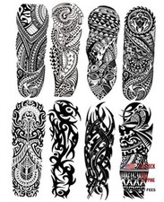 8-Sheet Large Tribal Tattoo Sleeves for Men Women - Temporary Tattoos