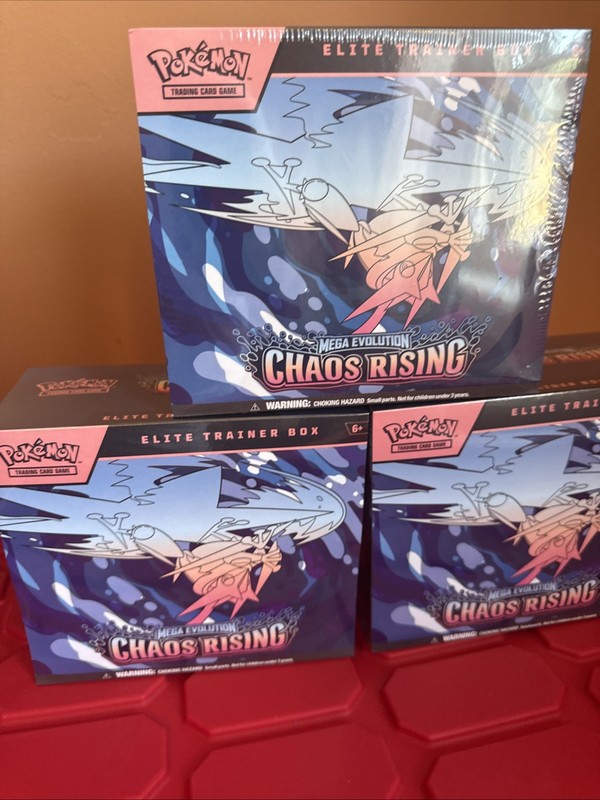 3 SEALED Pokemon Mega Evolution Chaos Rising Elite Trainer Box (ETB)