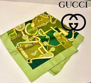 Gucci Horsebit Motif Écharpe Étole Logo Gg Harnais Chaîne Vert
