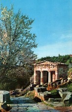 Vintage 1970s Advertising Olympic Airways Delphi Greece Postcard Mailed 1979