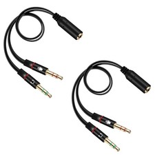 2 Pack Exclusives Headphone Splitter for Computer 3.5Mm Female to 2 Dual 3.5Mm M