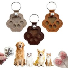 3 Pcs Paw Print Pet Hair  Keepsake Memorial Keychain, Store Brown khaki grey