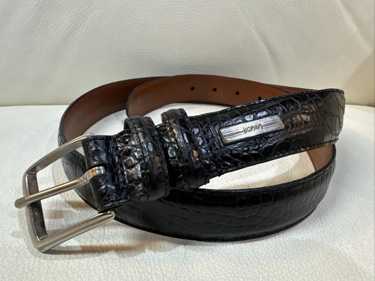 Polo by Ralph Lauren Black Croc-Embossed Belt Vintage Lauren Ralph Lauren Wide Black Croc-embossed Italian  main image 3
